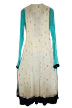 Load image into Gallery viewer, Blue and White Velvet Chiffon Suit